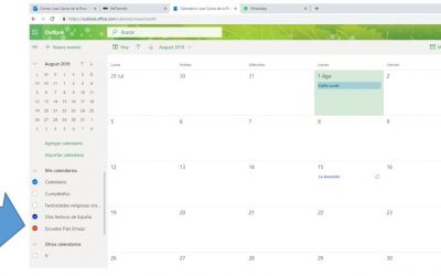Calendario 20-21 Escuelas Pías Emaús compartido en Outlook