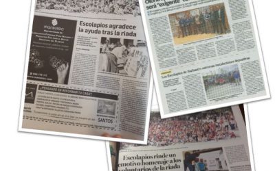 Comunidad Cristiana Escolapia de Sevilla y Granada. Envío de catequistas y acogidas en la Fraternidad. Encomienda del Ministerio de Educación cristiana. Envío a Bolivia, Inauguración de las pistas deportivas de Barbastro, Agradecimiento a la población de Tafalla …