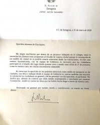 Respuesta Alcalde de Zaragoza al cole>ZARAGOZA ESCUELAS PÍAS